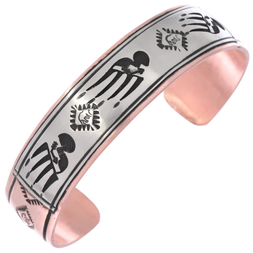 Navajo Copper Silver Bear Paw Cuff Thomas Begay Bracelet 48619