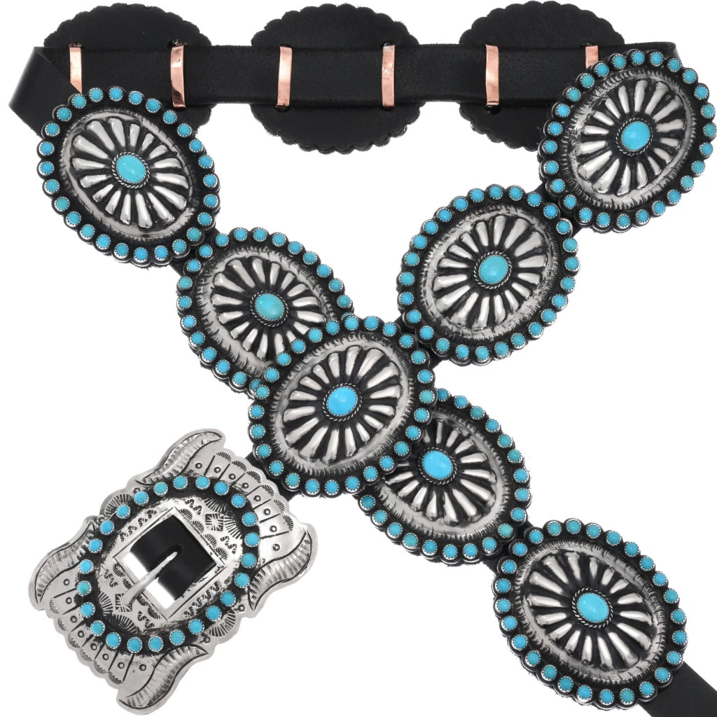 Sleeping Beauty Turquoise Concho Belt Sterling Navajo 
