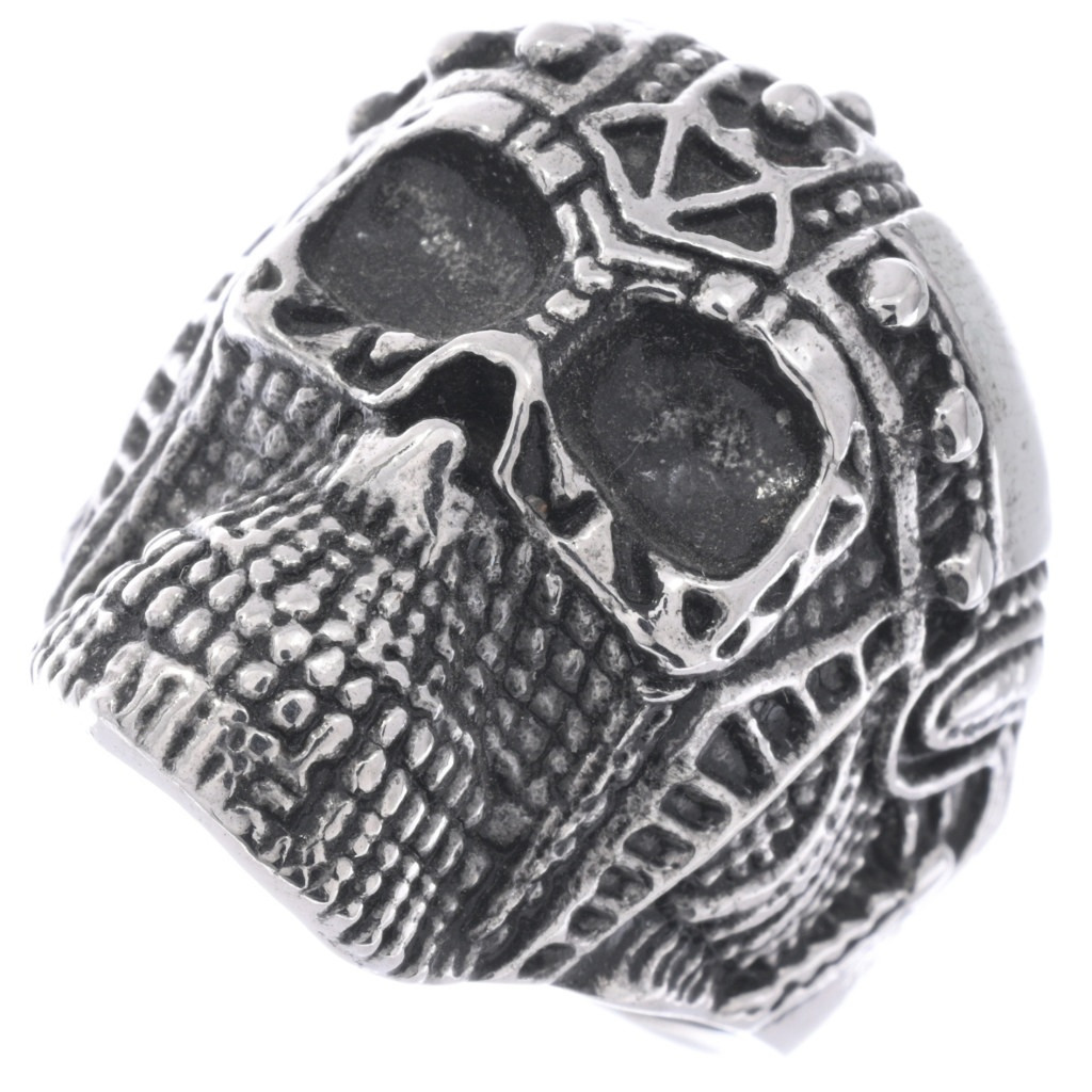Stainless Steel Chainmail Skull Ring Size 13 7418