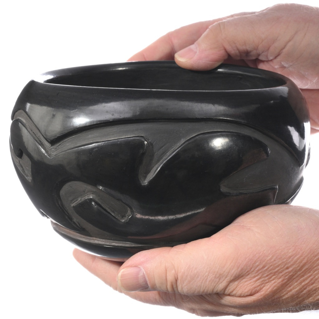 Santa Clara Vintage Blackware Pottery Bowl by Christina Naranjo 49355