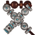 Antiqued Navajo Silver Turquoise Concho Belt 18432