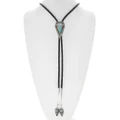 Carved Spiderweb Turquoise Arrowhead Silver Bolo Tie 22848