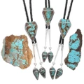 Hand Carved Number Eight Turquoise Arrowhead Bolo Ties 22848