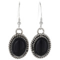 Onyx Silver French Hook Earrings 26887