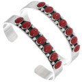 Red Coral Sterling Silver Cuff Navajo Bracelet 23237
