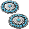 Native American Sterling Silver Blue Turquoise Belt Buckle 24691