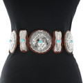 Turquoise Silver Concho Belt Traditional Navajo Patterns 23025