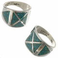 Chip Inlay Turquoise Rings 26742