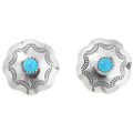 Navajo Turquoise Sterling Silver Concho Earrings 20747