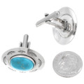 Genuine Turquoise Hammered Sterling Silver Cuff Links 23169