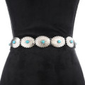 Navajo Genuine Turquoise Silver Concho Belt 22946