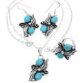 Turquoise Pendant Set Matching Ring Earrings