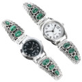 Native American Sterling Silver Malachite Watch 23588