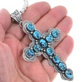 Natural Blue Turquoise Cross Chain Included 19492