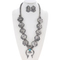 Navajo Silver Concho Squash Blossom Necklace Set 19683