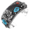 Bear Claw Turquoise Coral Cuff Bracelet 15893