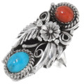 Navajo Turquoise Coral Ring 24587