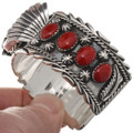 Red Coral Sterling Navajo Watch Cuff 30561