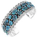 Native American Sterling Silver Cluster Turquoise Bracelet 27033