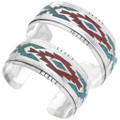 Navajo Rug Pattern Silver Turquoise Bracelet 25737