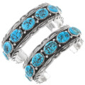 Turquoise Nugget Sterling Silver Navajo Bracelet 17622