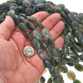 13mm by 17mm Moss Agate Beads 16 inch Strand 0052