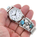 Sterling Silver A Grade Blue Turquoise Nugget Navajo Mens Watch 23587