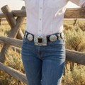 Navajo Turquoise Silver Concho Belt 13146
