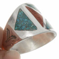 Turquoise Coral Chip Inlay Mens Ring 26744