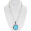 Blue Turquoise Silver Pendant with Chain 28924