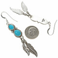 Turquoise Navajo Silver Feather Earrings 29483