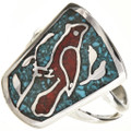 Coral Turquoise Silver Ring 27079