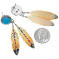 Hand Painted Post Dangle Feather Earrings 24544