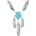 Turquoise Hammered Silver Y Necklace 25593