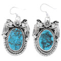 Marching Kingman Turquoise French Hook Native American Earrings 25805