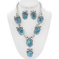 Sterling Silver Turquoise Necklace Set 25805