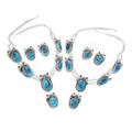 Navajo Arizona Turquoise Nugget Sterling Silver Jewelry Set 25805