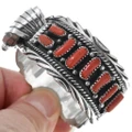 Southwest Coral Sterling Watch Cuff 23071