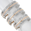 Navajo Hammered Sterling Silver Feather Cuff 12K Gold Fill Accent 23566