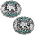 Turquoise Silver Buffalo Belt Buckle 23652