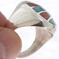 Navajo Inlaid Silver Mens Ring 25513