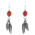 Coral Silver Feather Earrings 29406