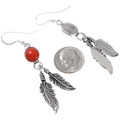 Red Coral Silver Native American Earrings 29407