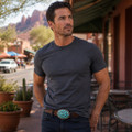 Southwest Sterling Silver Turquoise Belt Buckle 26240