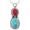 Turquoise Coral Twist Wire Sterling Pendant 29307