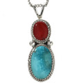 Turquoise Coral Twist Wire Sterling Pendant 29307
