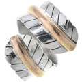 Navajo Silver Feather Gold Bypass Ring 14991