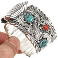 Turquoise Coral Navajo Mens Watch 24488