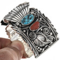 Turquoise Coral Sterling Watch 24447