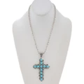 Navajo Turquoise Silver Cross Pendant 28593